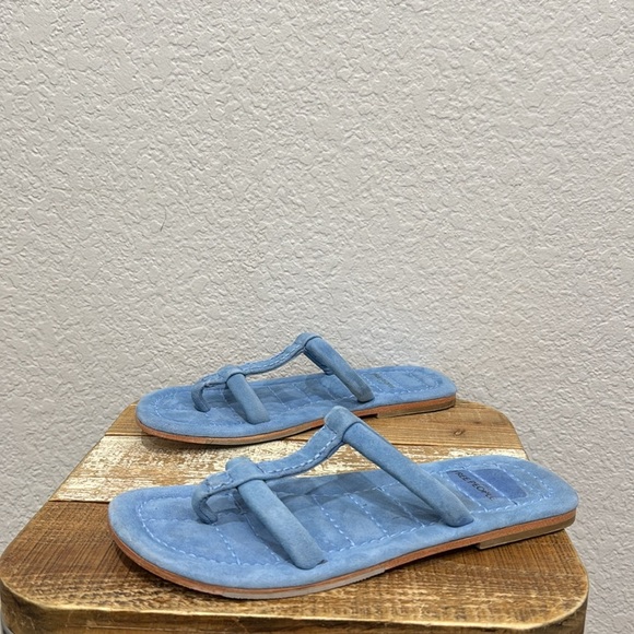 Free People Harden Lapis Blue Suede Slide Sandals Size 8 - Picture 5 of 8
